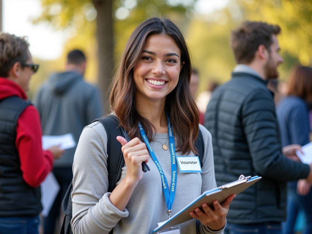 First-time volunteer at a community event