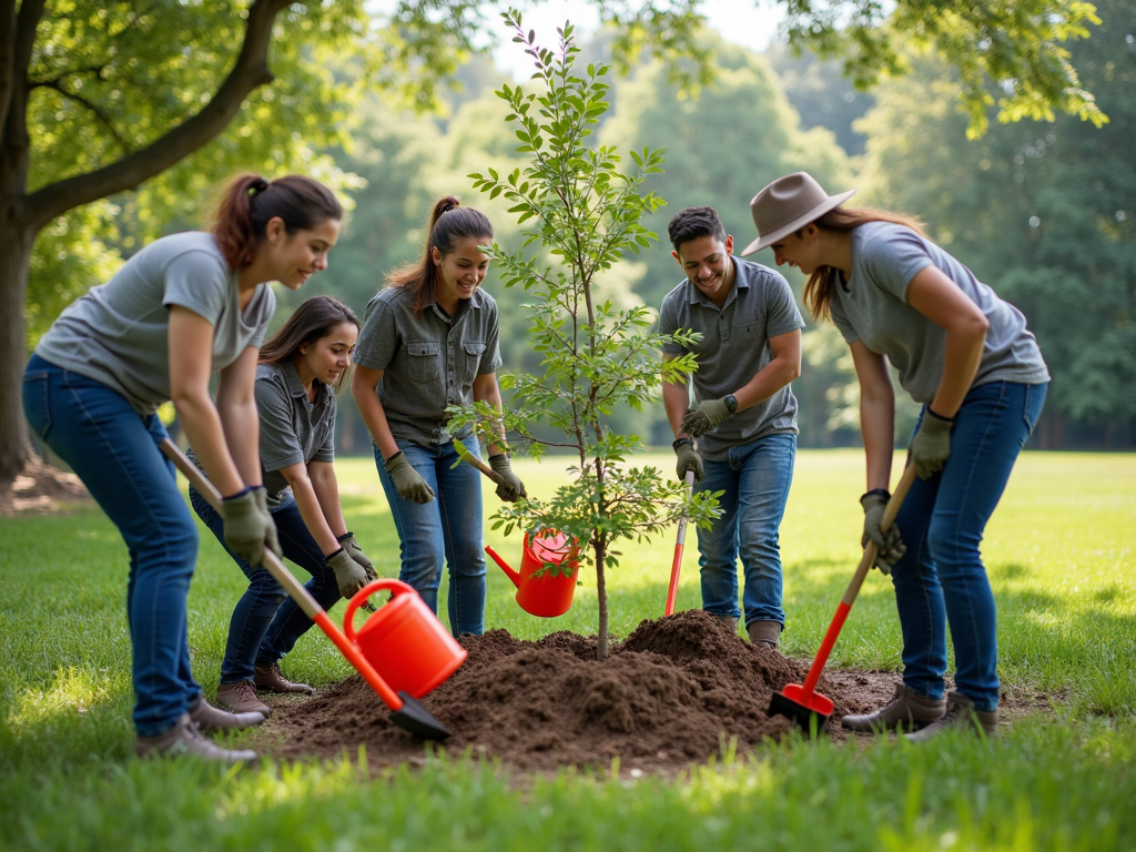 Volunteers planting trees
