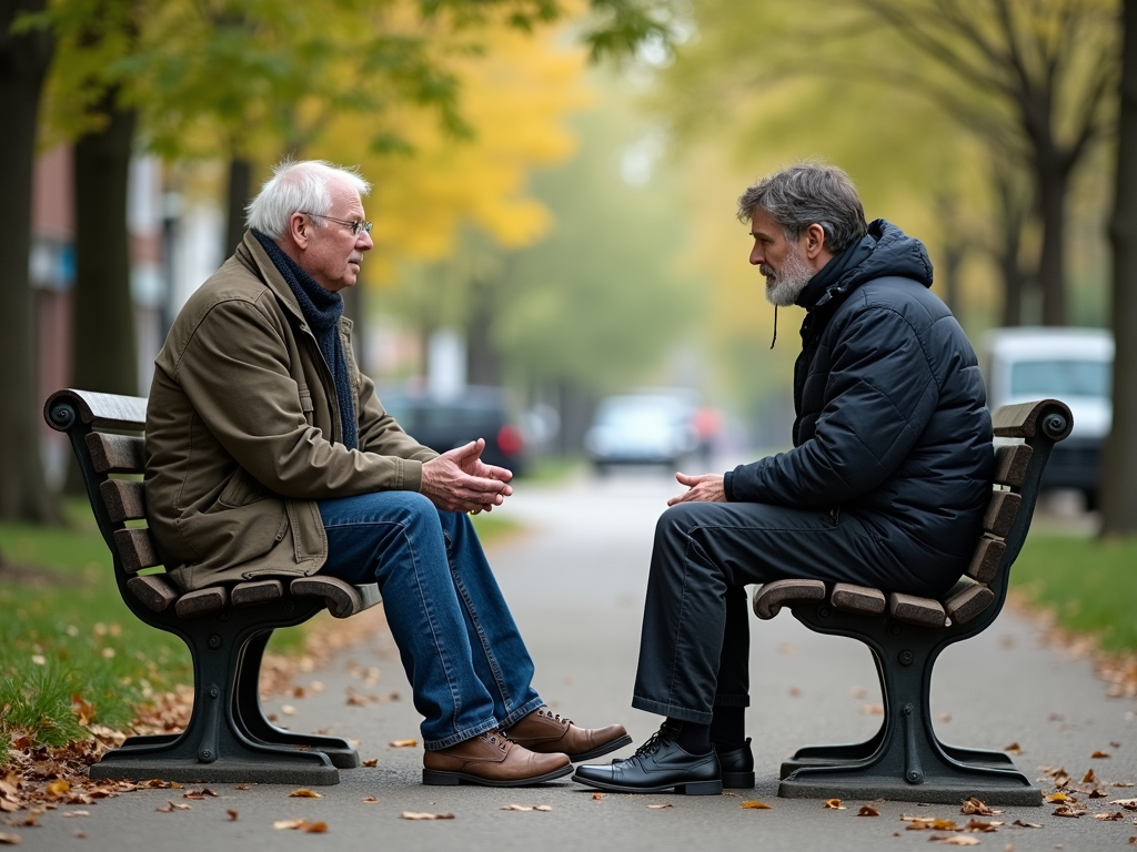 Volunteer talking to homeless person