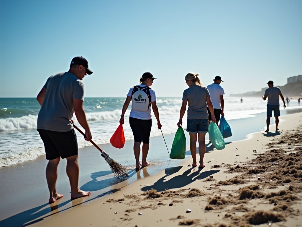 Beach cleanup volunteers