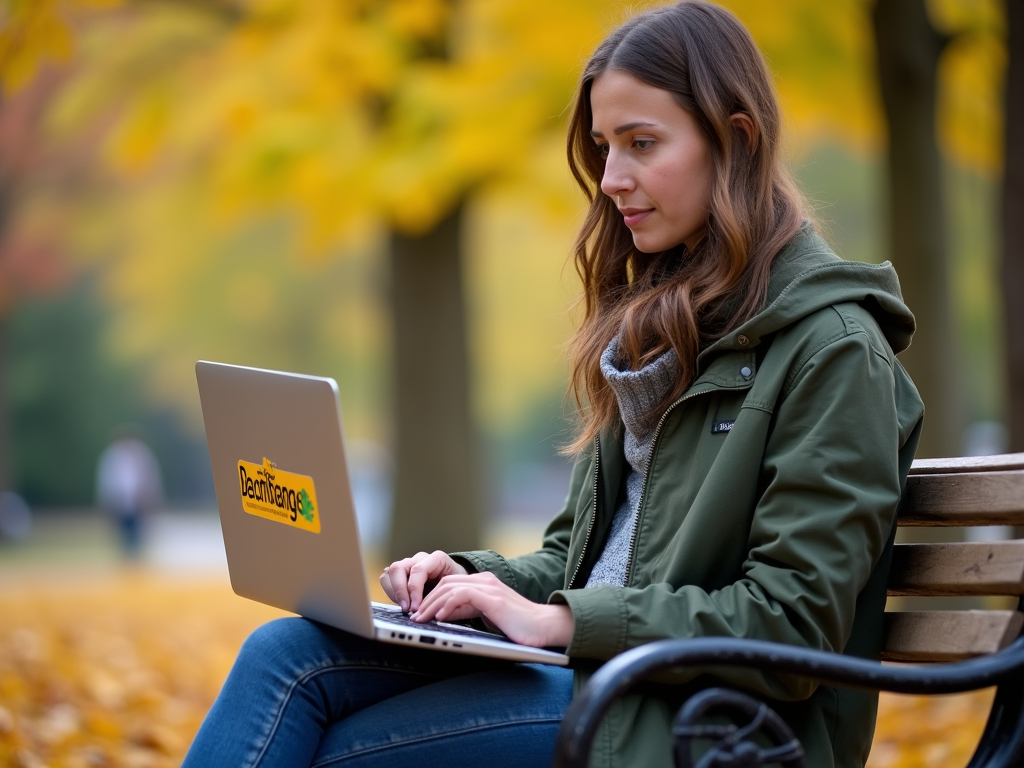 Volunteer writing advocacy content in a park