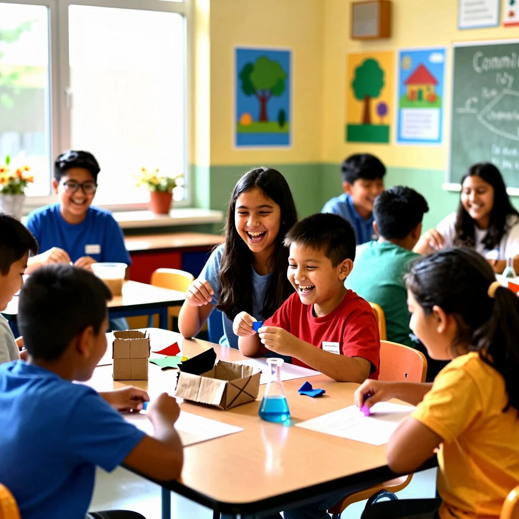 College students engaging kids in a service learning science activity