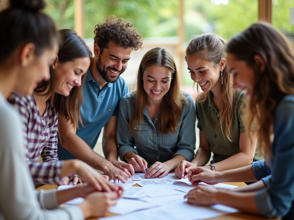 Volunteers collaborating on a grassroots campaign