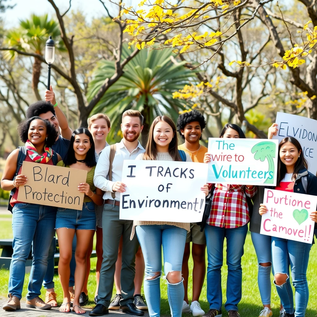 Group of volunteers advocating for the environment