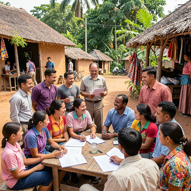 College students volunteering and engaging with local community abroad
