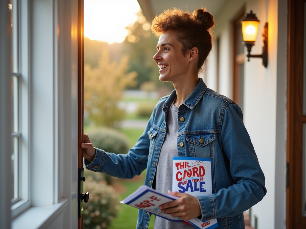 Volunteer engaging with voter at door
