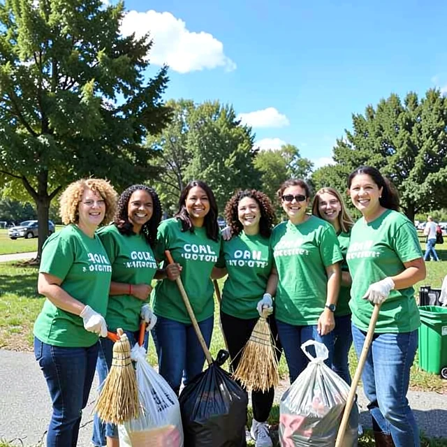 Diverse volunteers collaborating joyfully at a community service event
