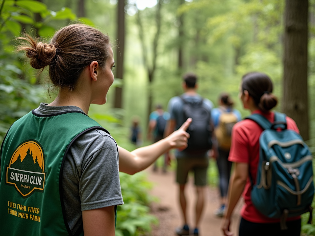 Volunteer leading a conservation-focused hike.
