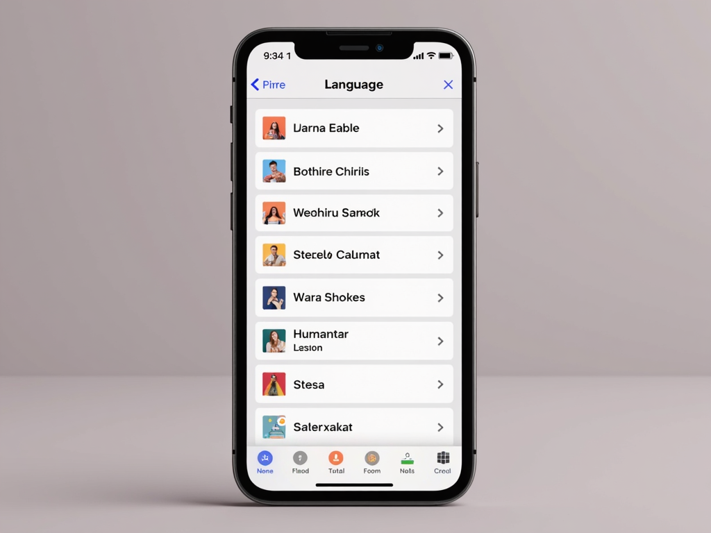Language learning app on smartphone