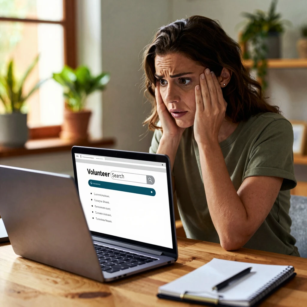 Woman searching for volunteer opportunities on her laptop