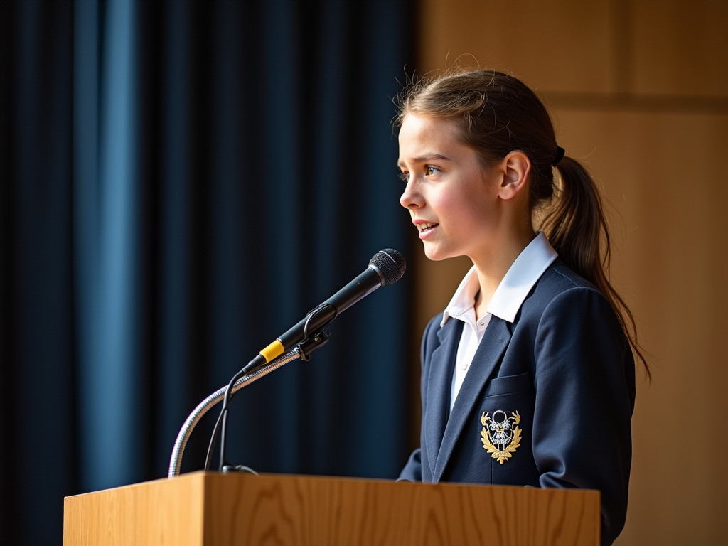 Teenager delivers speech on education reform