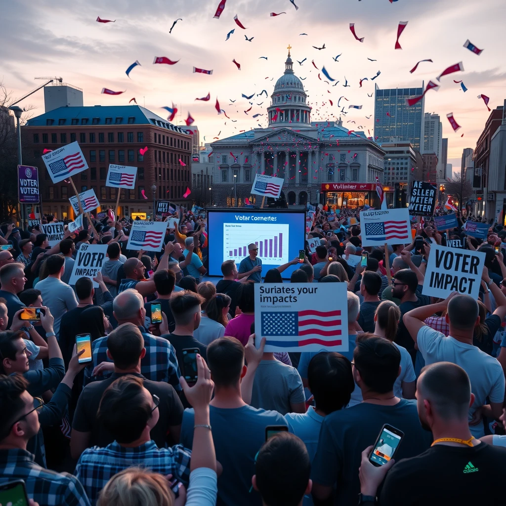 Crowd at a successful data-informed political rally