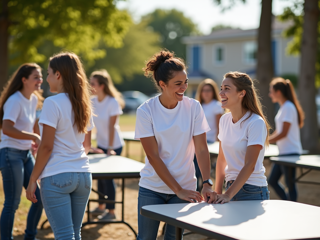Volunteers preparing for a fundraising event