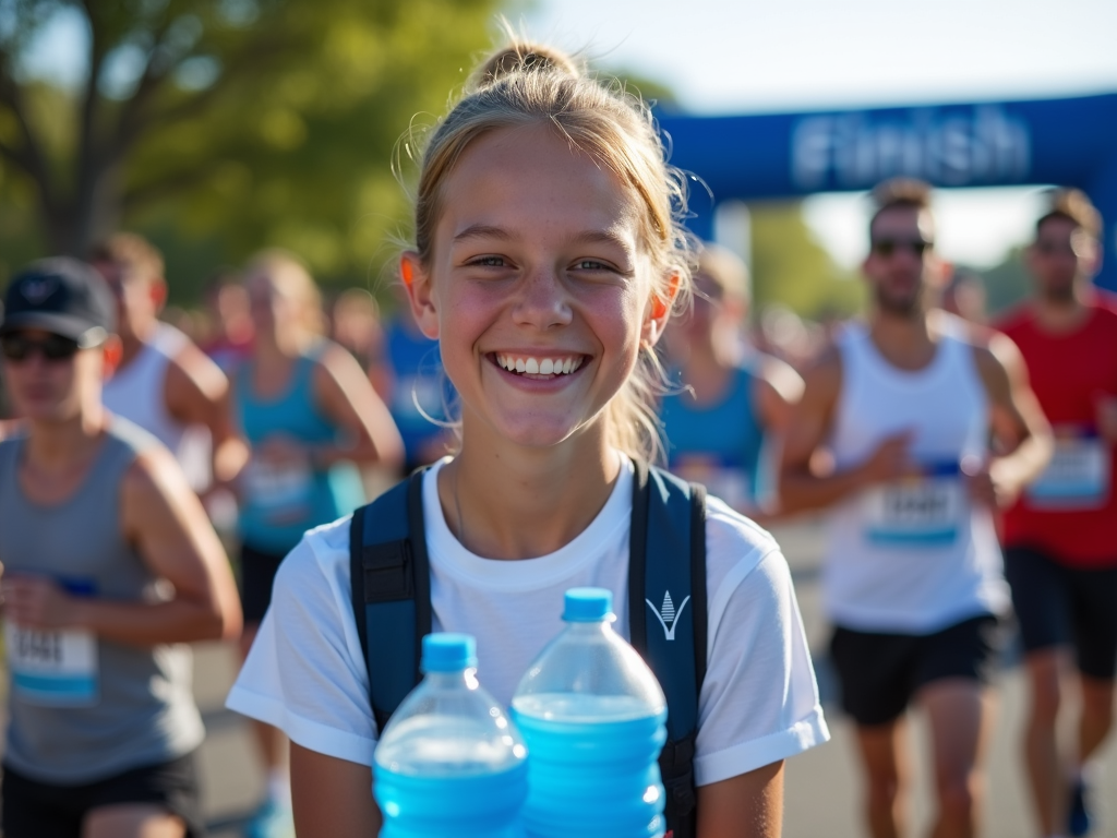 College student volunteering at a charity run