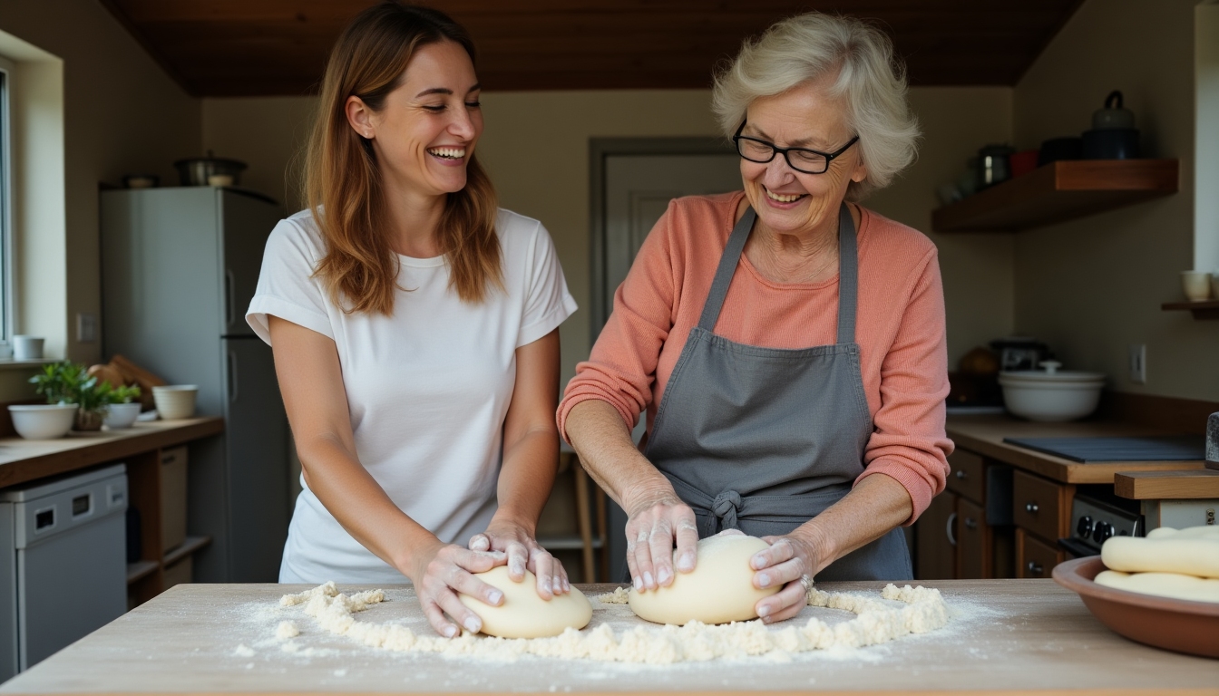Volunteer cooking with a local woman