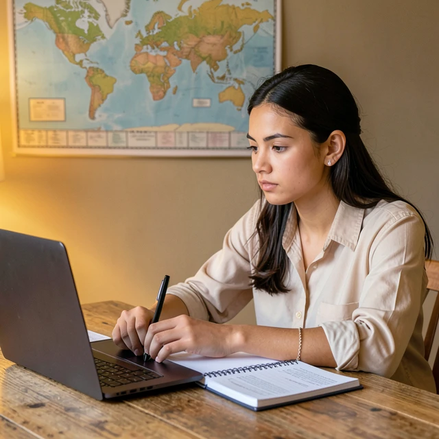 Young woman researching volunteering opportunities on her laptop
