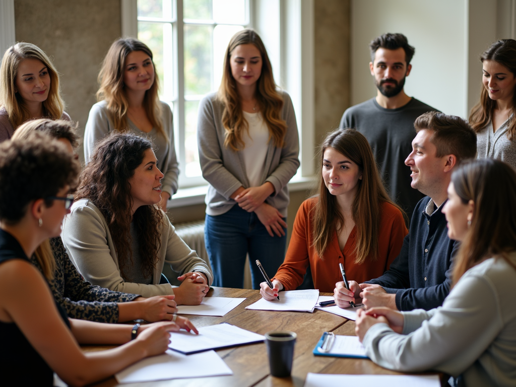 Image of a community workshop with volunteers guiding participants