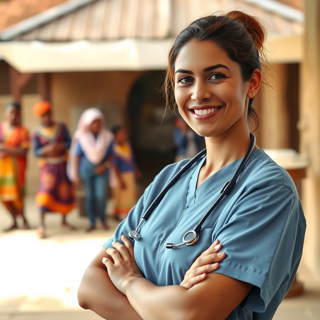 Healthcare professional reflecting on international volunteering experience with local community