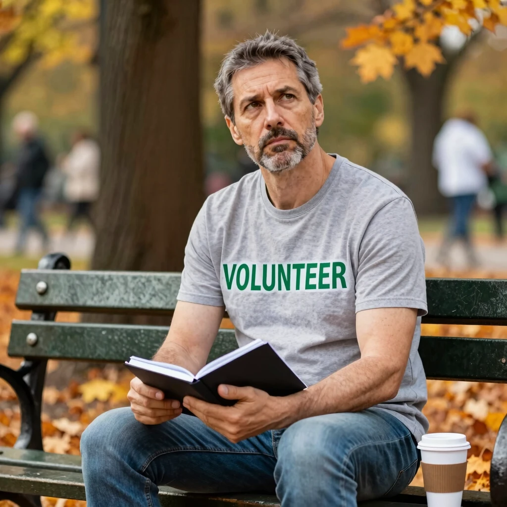 Advocacy volunteer taking time for self-care in a serene park