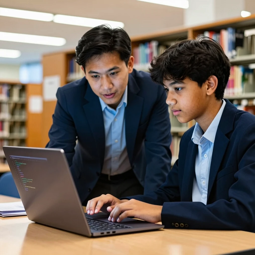 IT professional volunteering to teach coding to a student