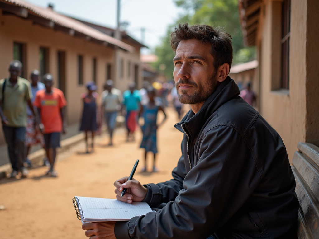 Volunteer reflecting on experiences outside a clinic