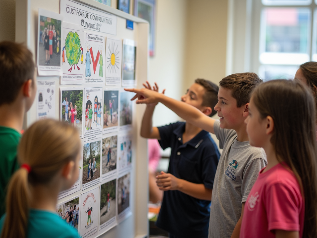 Elementary students sharing their service learning success.