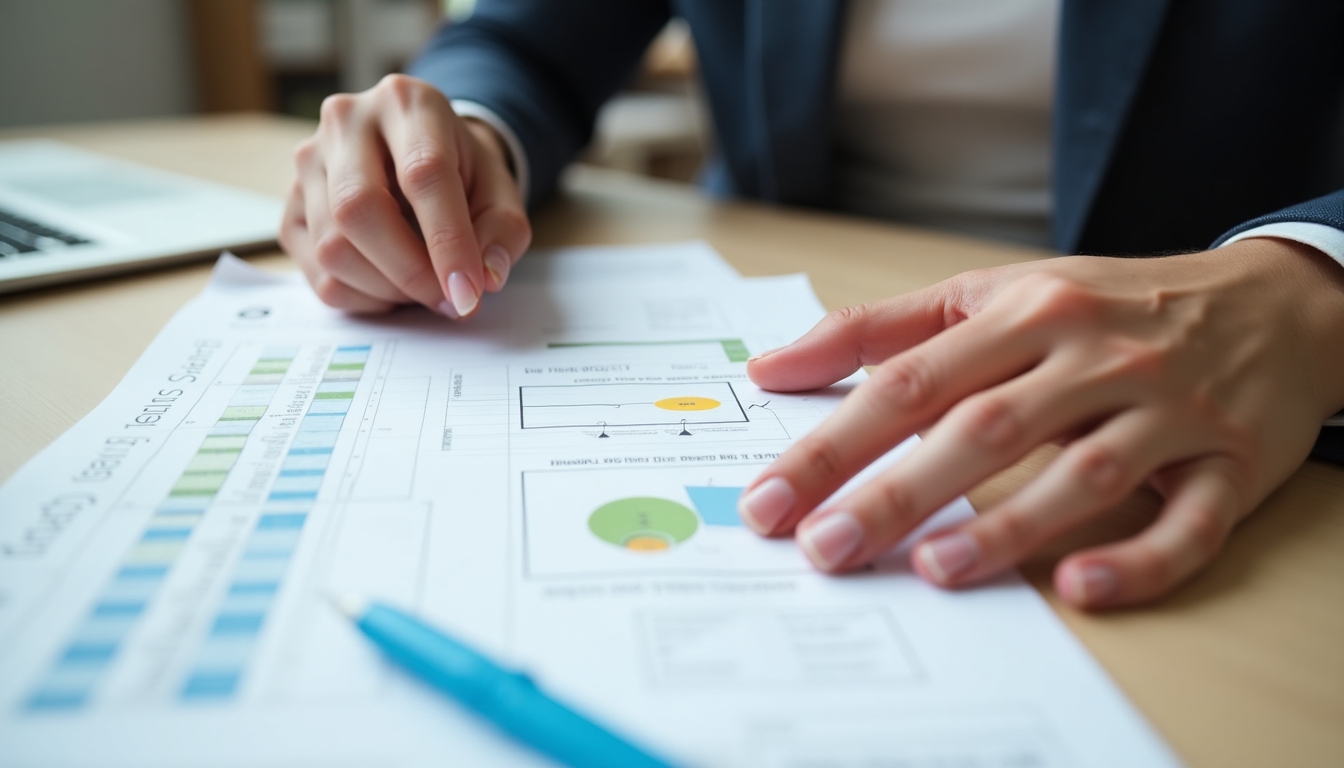 A close-up shot of hands sorting through financial paperwork, symbolizing attention to detail and accuracy.
