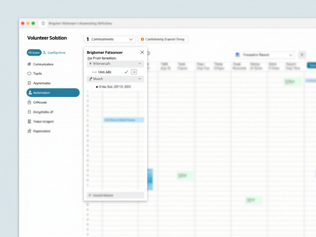 Screenshots of a volunteer management software interface