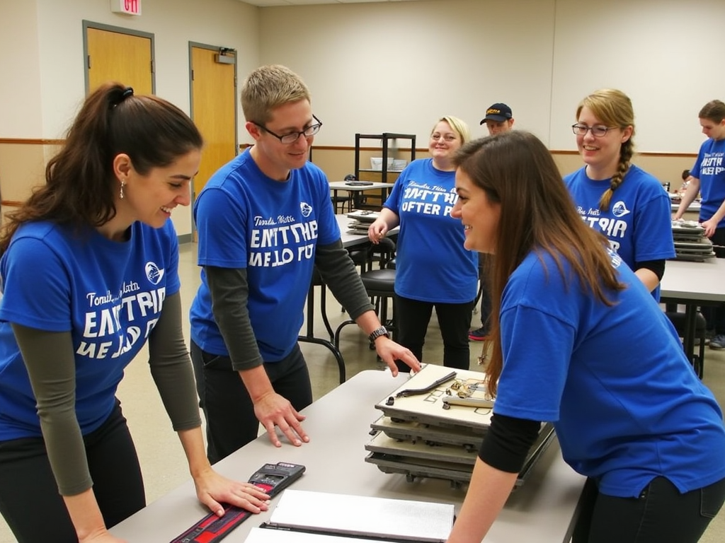 Volunteers tidying up after a successful health fair.