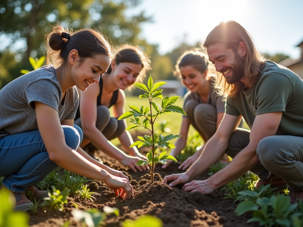 Volunteers collaborating on a community project
