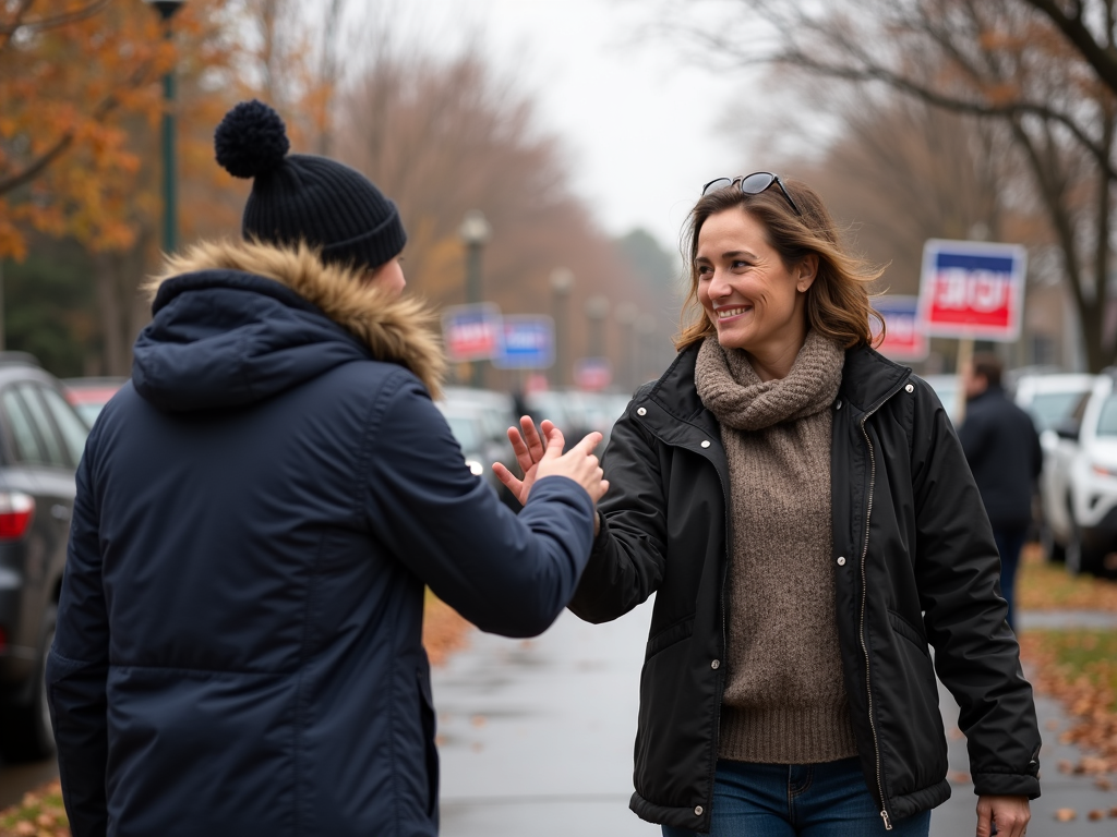 Volunteers at a polling station