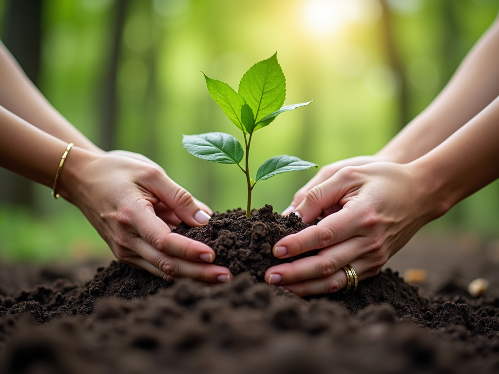 Hands planting a tree as a symbol of environmental hope