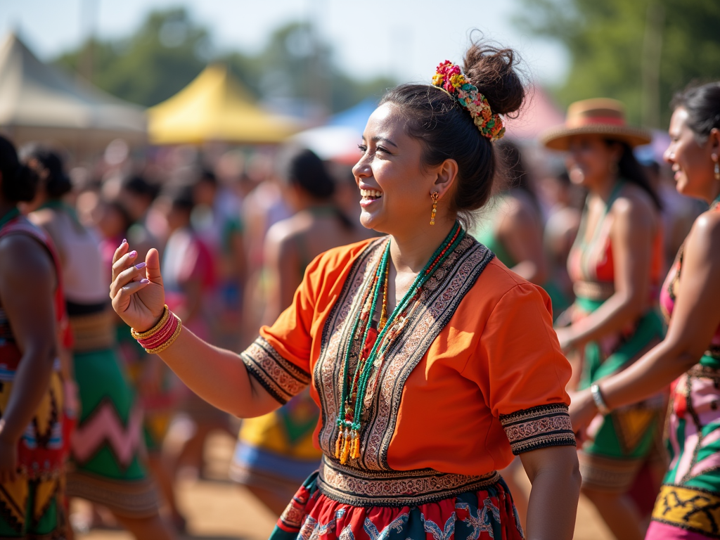Volunteer celebrating a local festival, immersed in the culture.