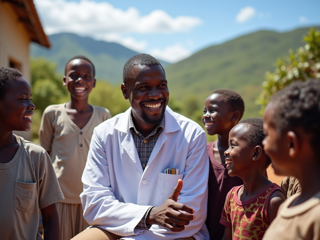 Doctor bonding with local children