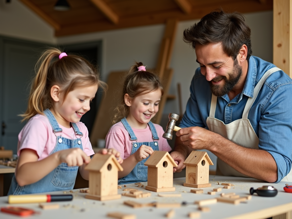 Family in a service learning workshop