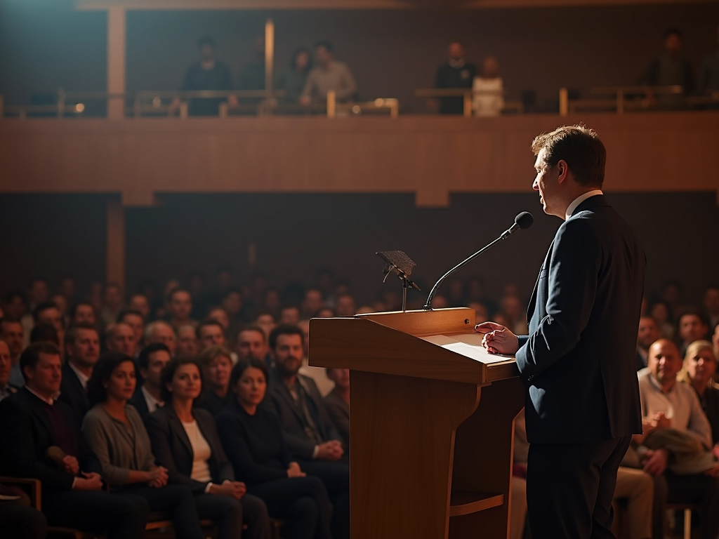 Person speaking at a podium