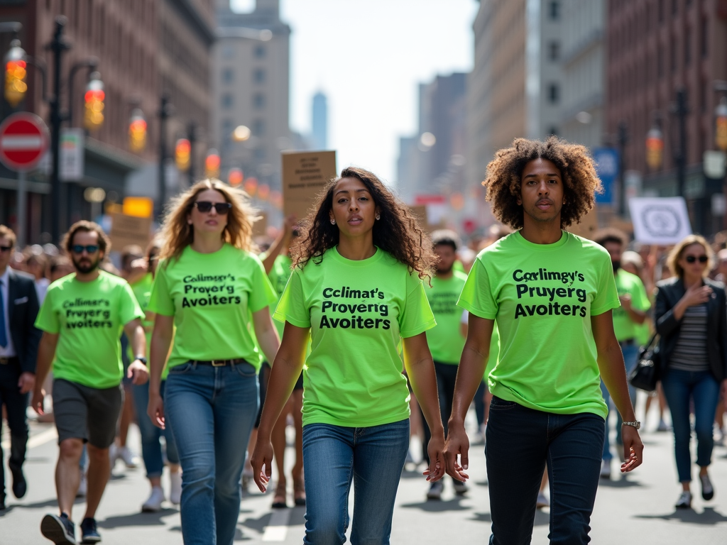 Volunteers marching for climate change