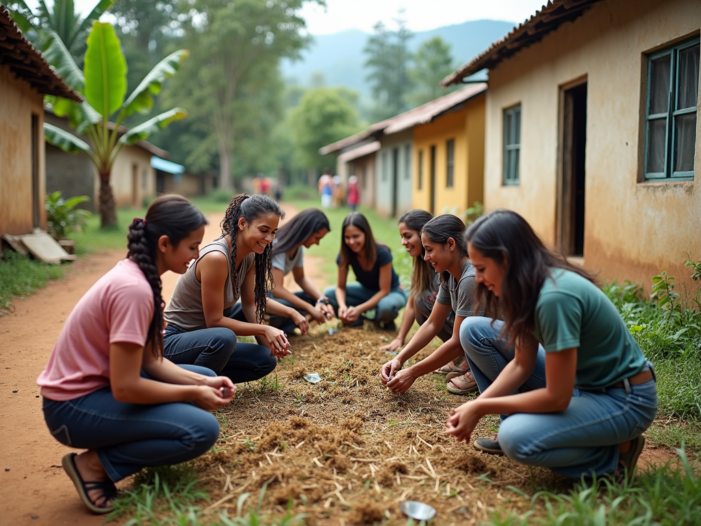 Volunteers collaborating on a community project abroad
