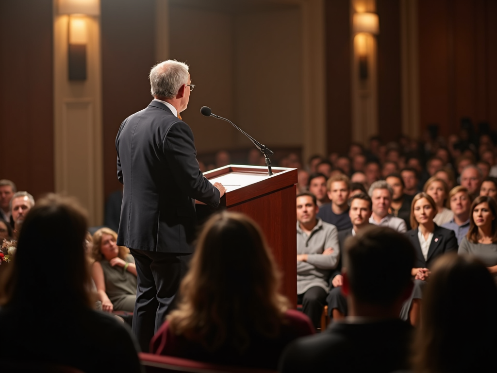 Speaker addressing an audience