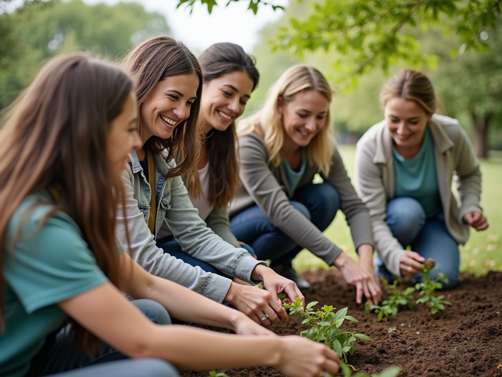 Volunteers collaborating on a community project