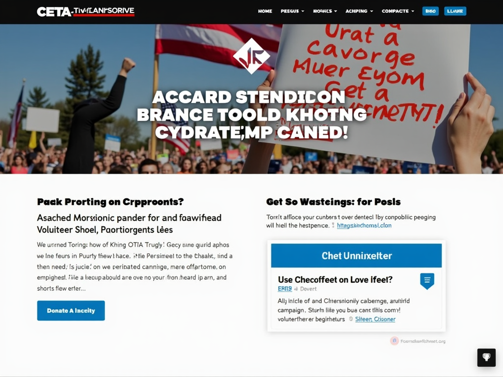 Website homepage of a grassroots campaign