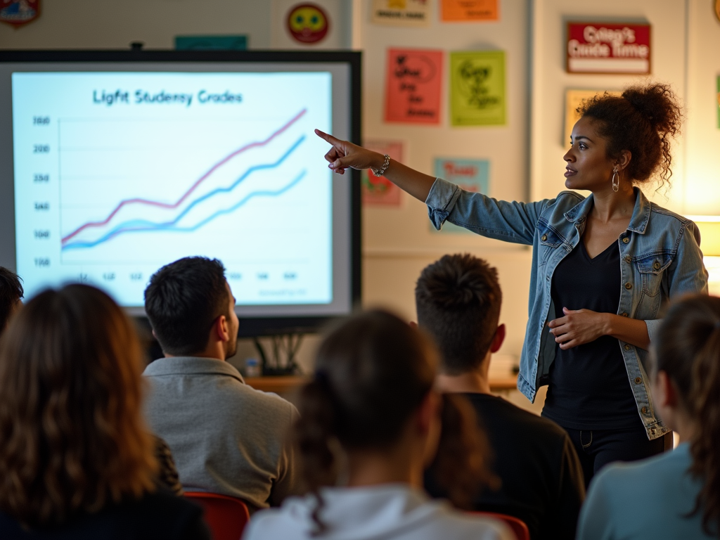 Nonprofit leader presenting impact results