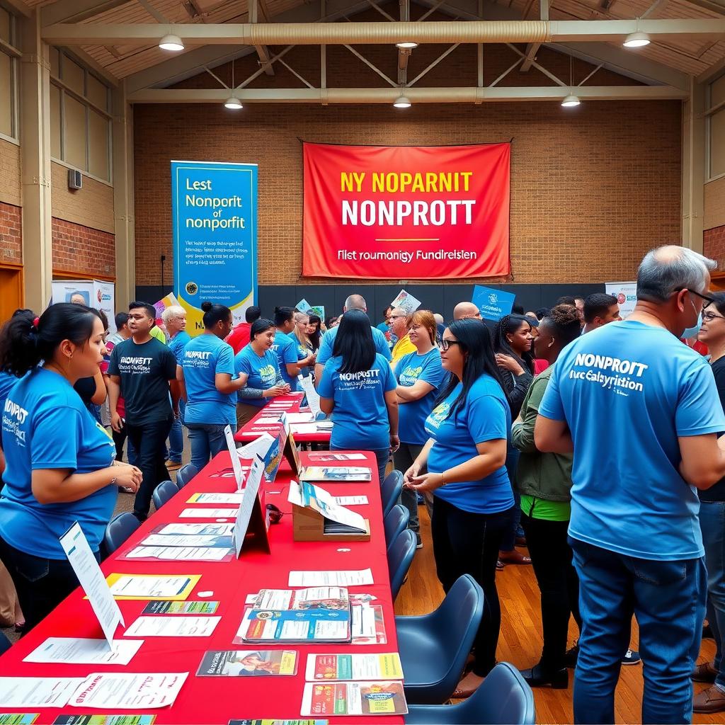 Volunteers at a nonprofit fundraising event engaging with attendees