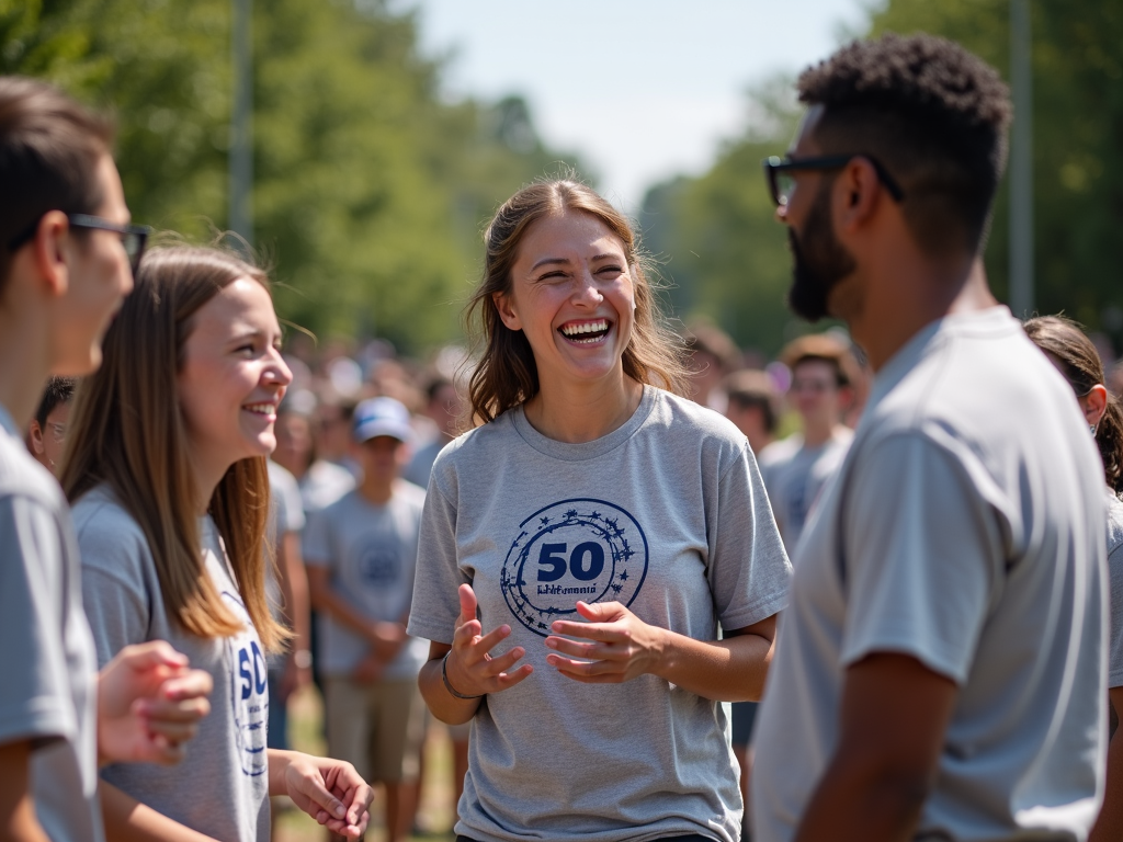 Alumni volunteering at a community event