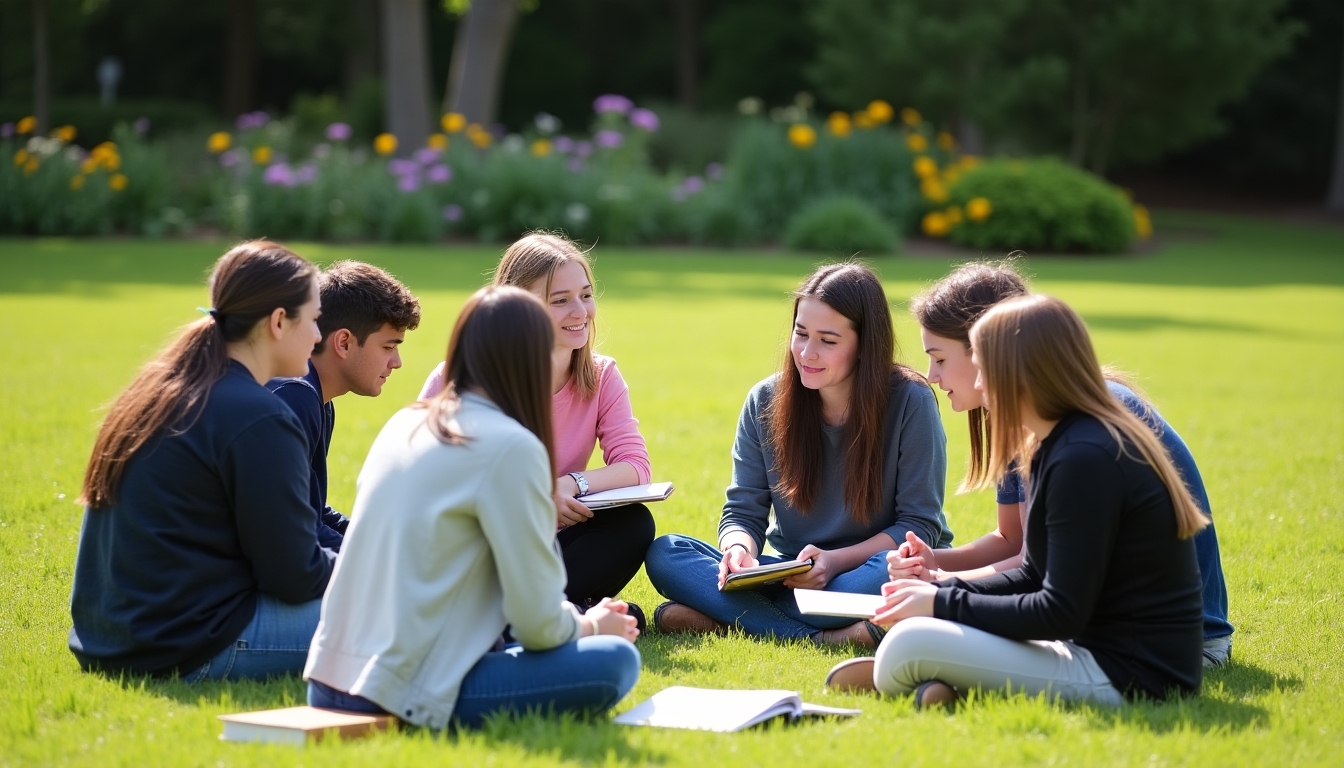 Students reflecting together after a service learning activity