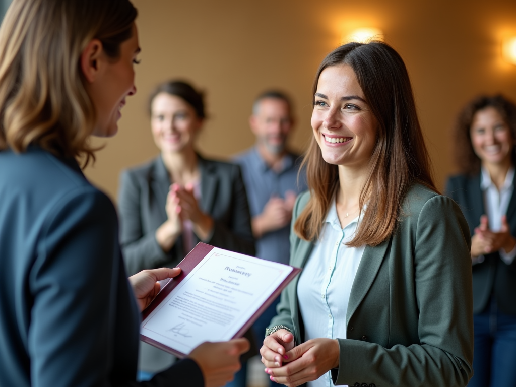 Volunteer receiving an award