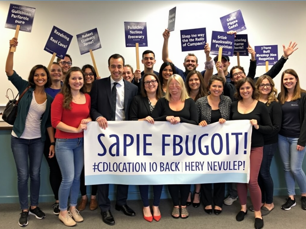 Volunteers celebrating campaign success