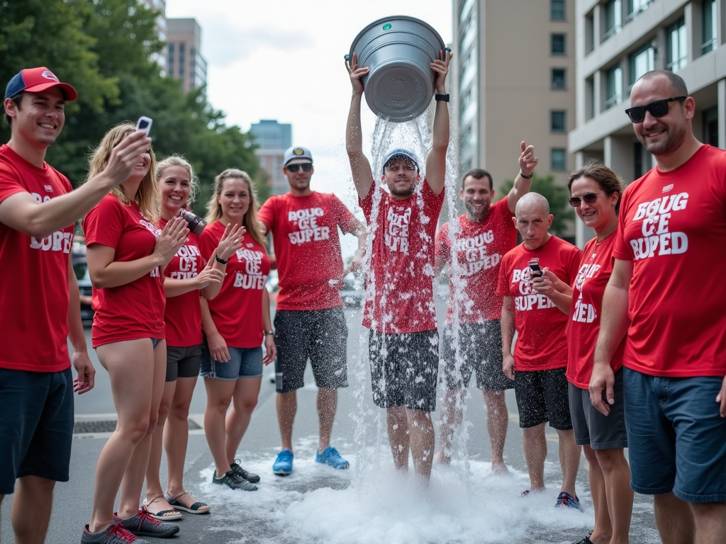 Participants in the ALS Ice Bucket Challenge.