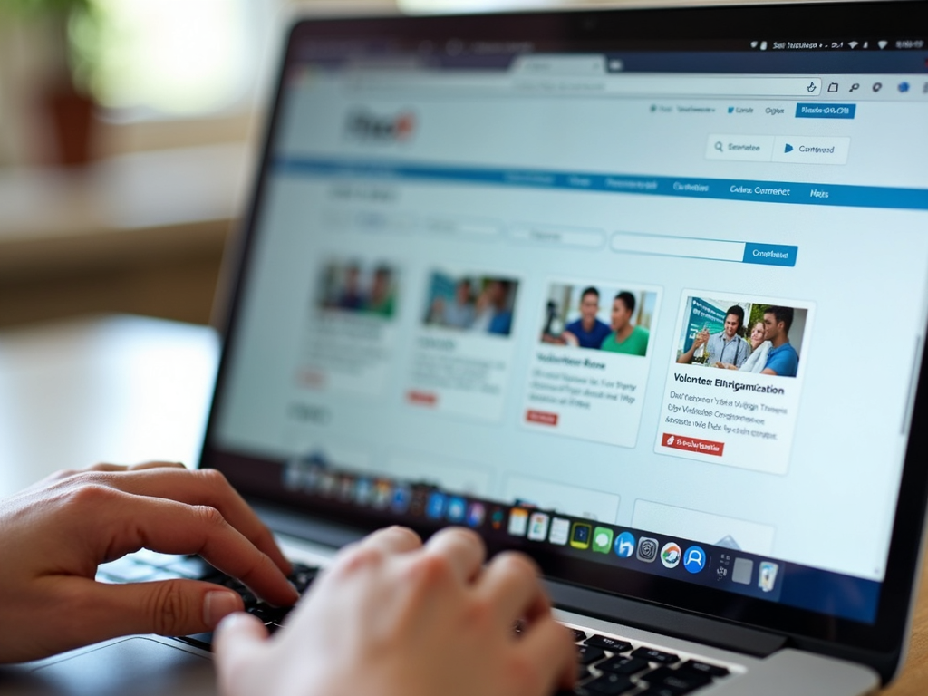 Person browsing volunteer opportunities online.