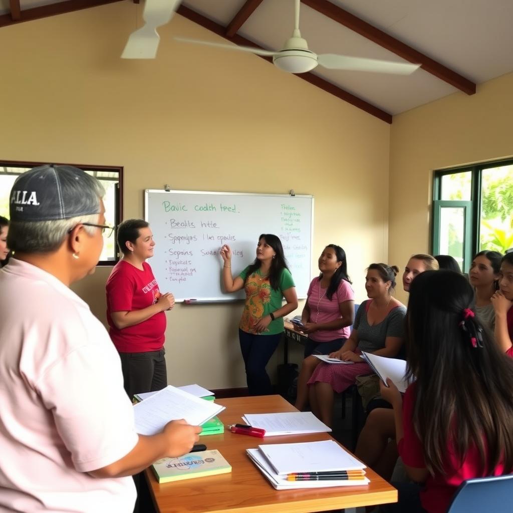 Volunteers learn Spanish in a classroom in Costa Rica.